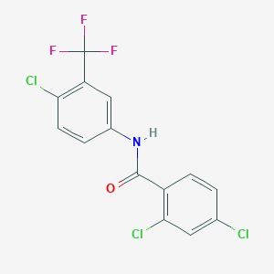 molecular formula C14H7Cl3F3NO B11558821 2,4-dichloro-N-[4-chloro-3-(trifluoromethyl)phenyl]benzamide 