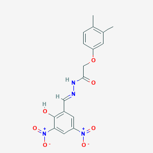 molecular formula C17H16N4O7 B11558830 2-(3,4-dimethylphenoxy)-N'-[(E)-(2-hydroxy-3,5-dinitrophenyl)methylidene]acetohydrazide 