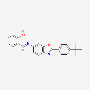 molecular formula C24H22N2O2 B11558844 2-[(E)-{[2-(4-tert-butylphenyl)-1,3-benzoxazol-6-yl]imino}methyl]phenol 