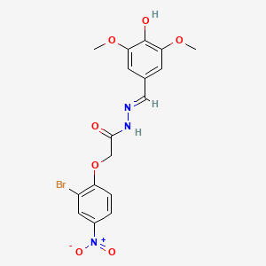 molecular formula C17H16BrN3O7 B11558855 2-(2-bromo-4-nitrophenoxy)-N'-[(E)-(4-hydroxy-3,5-dimethoxyphenyl)methylidene]acetohydrazide 