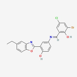 2-bromo-4-chloro-6-[(Z)-{[3-(5-ethyl-1,3-benzoxazol-2-yl)-4-hydroxyphenyl]imino}methyl]phenol