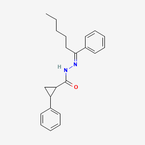 molecular formula C22H26N2O B11558880 2-phenyl-N'-[(1E)-1-phenylhexylidene]cyclopropanecarbohydrazide 