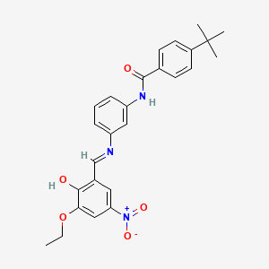 4-tert-butyl-N-(3-{[(E)-(3-ethoxy-2-hydroxy-5-nitrophenyl)methylidene]amino}phenyl)benzamide