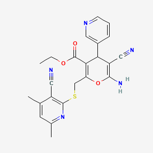 ethyl 6-amino-5-cyano-2-{[(3-cyano-4,6-dimethylpyridin-2-yl)sulfanyl]methyl}-4-(pyridin-3-yl)-4H-pyran-3-carboxylate