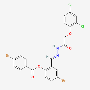 molecular formula C22H14Br2Cl2N2O4 B11558965 4-bromo-2-[(E)-{2-[(2,4-dichlorophenoxy)acetyl]hydrazinylidene}methyl]phenyl 4-bromobenzoate 