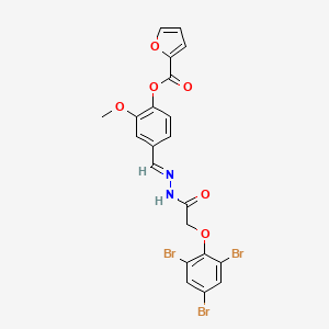 molecular formula C21H15Br3N2O6 B11558980 2-methoxy-4-[(E)-{2-[(2,4,6-tribromophenoxy)acetyl]hydrazinylidene}methyl]phenyl furan-2-carboxylate 