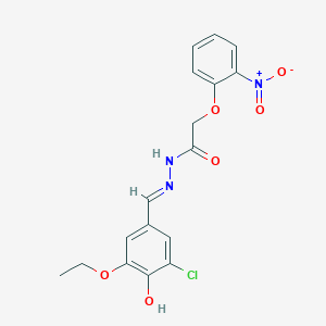 molecular formula C17H16ClN3O6 B11558988 N'-[(E)-(3-chloro-5-ethoxy-4-hydroxyphenyl)methylidene]-2-(2-nitrophenoxy)acetohydrazide 