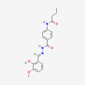 molecular formula C19H21N3O4 B11559015 N-(4-{[(2E)-2-(2-hydroxy-3-methoxybenzylidene)hydrazinyl]carbonyl}phenyl)butanamide 