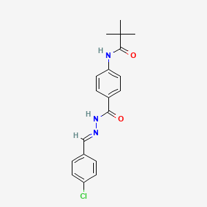 molecular formula C19H20ClN3O2 B11559020 N-(4-{[(2E)-2-(4-chlorobenzylidene)hydrazinyl]carbonyl}phenyl)-2,2-dimethylpropanamide 