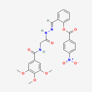 2-{(E)-[2-({[(3,4,5-trimethoxyphenyl)carbonyl]amino}acetyl)hydrazinylidene]methyl}phenyl 4-nitrobenzoate (non-preferred name)