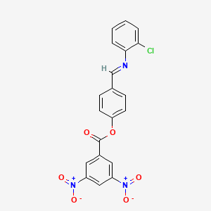 molecular formula C20H12ClN3O6 B11559028 4-[(2-Chlorophenylimino)methyl]phenyl 3,5-dinitrobenzoate 