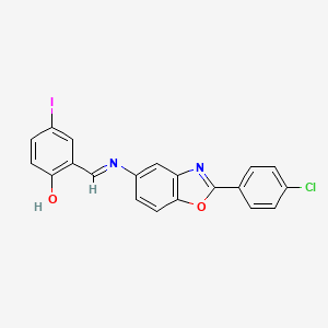 2-[(E)-{[2-(4-chlorophenyl)-1,3-benzoxazol-5-yl]imino}methyl]-4-iodophenol