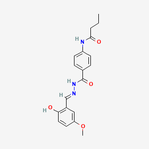 molecular formula C19H21N3O4 B11559058 Butanamide, N-[4-(2-hydroxy-5-methoxybenzylidenhydrazinocarbonyl)phenyl]- 