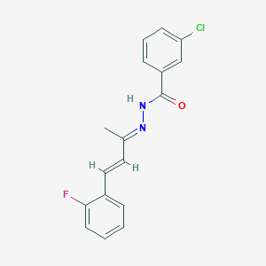 3-chloro-N'-[(2E,3E)-4-(2-fluorophenyl)but-3-en-2-ylidene]benzohydrazide