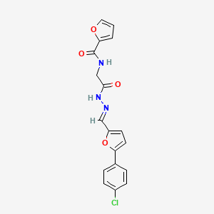 molecular formula C18H14ClN3O4 B11559114 N-({N'-[(E)-[5-(4-Chlorophenyl)furan-2-YL]methylidene]hydrazinecarbonyl}methyl)furan-2-carboxamide 