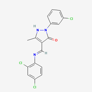 2-(3-chlorophenyl)-4-{[(2,4-dichlorophenyl)amino]methylidene}-5-methyl-2,4-dihydro-3H-pyrazol-3-one