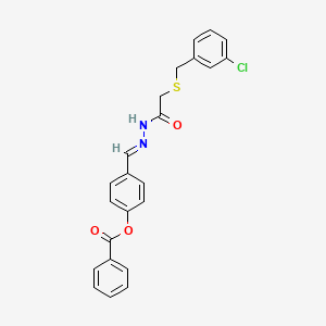 4-[(E)-(2-{[(3-chlorobenzyl)sulfanyl]acetyl}hydrazinylidene)methyl]phenyl benzoate