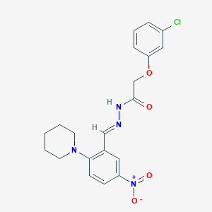 2-(3-Chlorophenoxy)-N'-[(E)-[5-nitro-2-(piperidin-1-YL)phenyl]methylidene]acetohydrazide