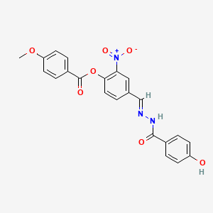 4-[(E)-{2-[(4-hydroxyphenyl)carbonyl]hydrazinylidene}methyl]-2-nitrophenyl 4-methoxybenzoate