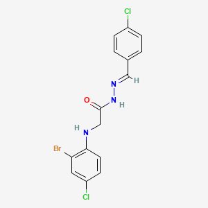 molecular formula C15H12BrCl2N3O B11559185 2-[(2-Bromo-4-chlorophenyl)amino]-N'-[(E)-(4-chlorophenyl)methylidene]acetohydrazide 