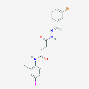 molecular formula C18H17BrIN3O2 B11559205 4-[(2E)-2-(3-bromobenzylidene)hydrazinyl]-N-(4-iodo-2-methylphenyl)-4-oxobutanamide 