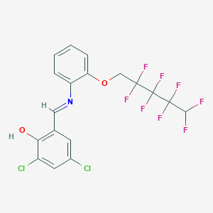 molecular formula C18H11Cl2F8NO2 B11559255 2,4-dichloro-6-[(E)-({2-[(2,2,3,3,4,4,5,5-octafluoropentyl)oxy]phenyl}imino)methyl]phenol 