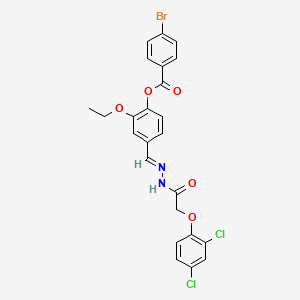 molecular formula C24H19BrCl2N2O5 B11559293 4-[(E)-{2-[(2,4-dichlorophenoxy)acetyl]hydrazinylidene}methyl]-2-ethoxyphenyl 4-bromobenzoate 