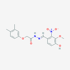 molecular formula C18H19N3O6 B11559305 2-(3,4-dimethylphenoxy)-N'-[(E)-(4-hydroxy-3-methoxy-2-nitrophenyl)methylidene]acetohydrazide 