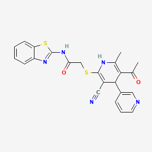 2-({5'-Acetyl-3'-cyano-6'-methyl-1',4'-dihydro-[3,4'-bipyridin]-2'-YL}sulfanyl)-N-(1,3-benzothiazol-2-YL)acetamide