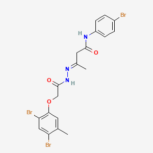 molecular formula C19H18Br3N3O3 B11559349 (3E)-N-(4-bromophenyl)-3-{2-[(2,4-dibromo-5-methylphenoxy)acetyl]hydrazinylidene}butanamide 