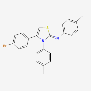 molecular formula C23H19BrN2S B11559350 N-[(2E)-4-(4-bromophenyl)-3-(4-methylphenyl)-1,3-thiazol-2(3H)-ylidene]-4-methylaniline 