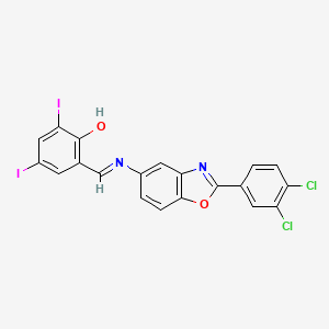 2-[(E)-{[2-(3,4-dichlorophenyl)-1,3-benzoxazol-5-yl]imino}methyl]-4,6-diiodophenol