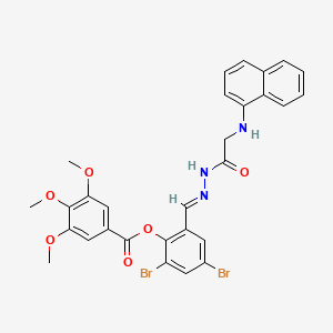 molecular formula C29H25Br2N3O6 B11559375 2,4-Dibromo-6-[(E)-({2-[(naphthalen-1-YL)amino]acetamido}imino)methyl]phenyl 3,4,5-trimethoxybenzoate 