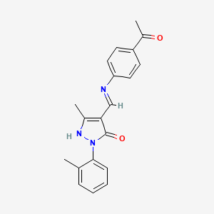 (4E)-4-{[(4-acetylphenyl)amino]methylidene}-5-methyl-2-(2-methylphenyl)-2,4-dihydro-3H-pyrazol-3-one