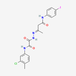 molecular formula C19H18ClIN4O3 B11559397 (3E)-3-(2-{[(3-chloro-4-methylphenyl)amino](oxo)acetyl}hydrazinylidene)-N-(4-iodophenyl)butanamide 