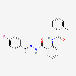 molecular formula C22H18FN3O2 B11559404 N-(2-{[(2E)-2-(4-fluorobenzylidene)hydrazinyl]carbonyl}phenyl)-2-methylbenzamide 