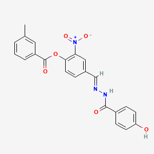 4-[(E)-{2-[(4-hydroxyphenyl)carbonyl]hydrazinylidene}methyl]-2-nitrophenyl 3-methylbenzoate