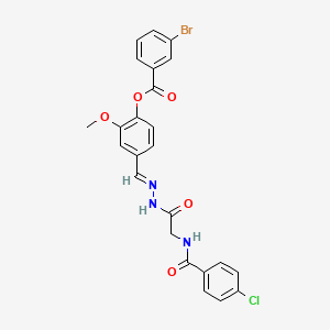 4-(2-(((4-CL-Benzoyl)amino)acetyl)carbohydrazonoyl)-2-meo-phenyl 3-BR-benzoate