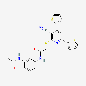 N-[3-(acetylamino)phenyl]-2-{[3-cyano-4,6-di(thiophen-2-yl)pyridin-2-yl]sulfanyl}acetamide