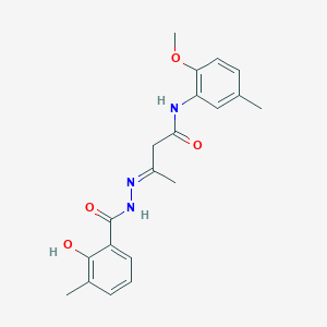 (3E)-3-{2-[(2-hydroxy-3-methylphenyl)carbonyl]hydrazinylidene}-N-(2-methoxy-5-methylphenyl)butanamide