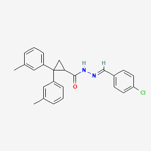 N'-[(E)-(4-chlorophenyl)methylidene]-2,2-bis(3-methylphenyl)cyclopropanecarbohydrazide