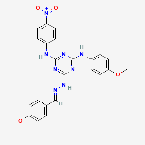 6-[(2E)-2-(4-methoxybenzylidene)hydrazinyl]-N-(4-methoxyphenyl)-N'-(4-nitrophenyl)-1,3,5-triazine-2,4-diamine