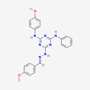 6-[(2E)-2-(4-methoxybenzylidene)hydrazinyl]-N-(4-methoxyphenyl)-N'-phenyl-1,3,5-triazine-2,4-diamine