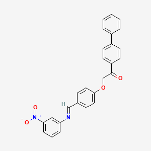 molecular formula C27H20N2O4 B11559470 1-(biphenyl-4-yl)-2-(4-{(E)-[(3-nitrophenyl)imino]methyl}phenoxy)ethanone 