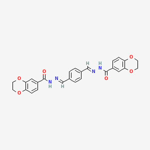 molecular formula C26H22N4O6 B11559504 N',N''-[benzene-1,4-diyldi(E)methylylidene]bis(2,3-dihydro-1,4-benzodioxine-6-carbohydrazide) 