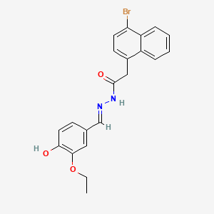 molecular formula C21H19BrN2O3 B11559508 2-(4-bromonaphthalen-1-yl)-N'-[(E)-(3-ethoxy-4-hydroxyphenyl)methylidene]acetohydrazide 