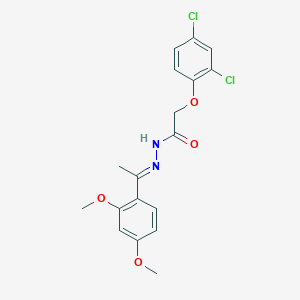 molecular formula C18H18Cl2N2O4 B11559520 2-(2,4-dichlorophenoxy)-N'-[(1E)-1-(2,4-dimethoxyphenyl)ethylidene]acetohydrazide 