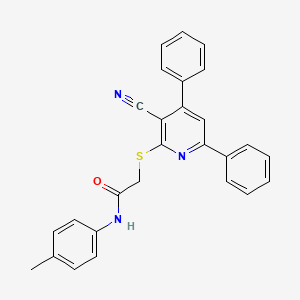 2-[(3-cyano-4,6-diphenylpyridin-2-yl)sulfanyl]-N-(4-methylphenyl)acetamide