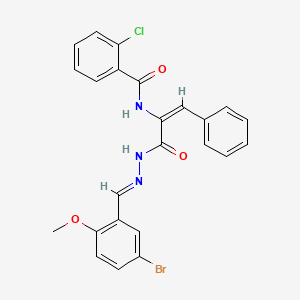 N-{(1E)-3-[(2E)-2-(5-bromo-2-methoxybenzylidene)hydrazinyl]-3-oxo-1-phenylprop-1-en-2-yl}-2-chlorobenzamide