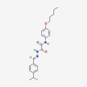 molecular formula C23H29N3O3 B11559621 2-oxo-N-[4-(pentyloxy)phenyl]-2-{(2E)-2-[4-(propan-2-yl)benzylidene]hydrazinyl}acetamide 